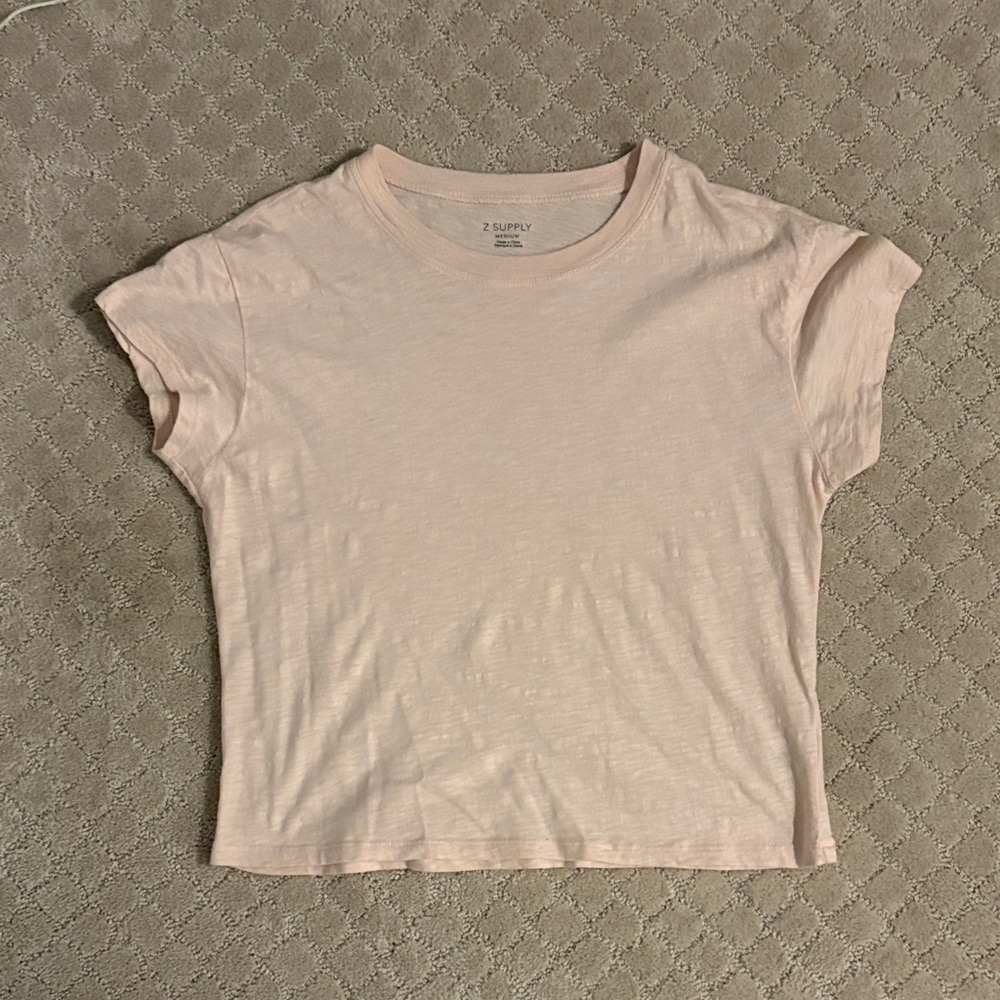 Z Supply Women's Light Petal Pink Short Sleeve Slub Tee Medium